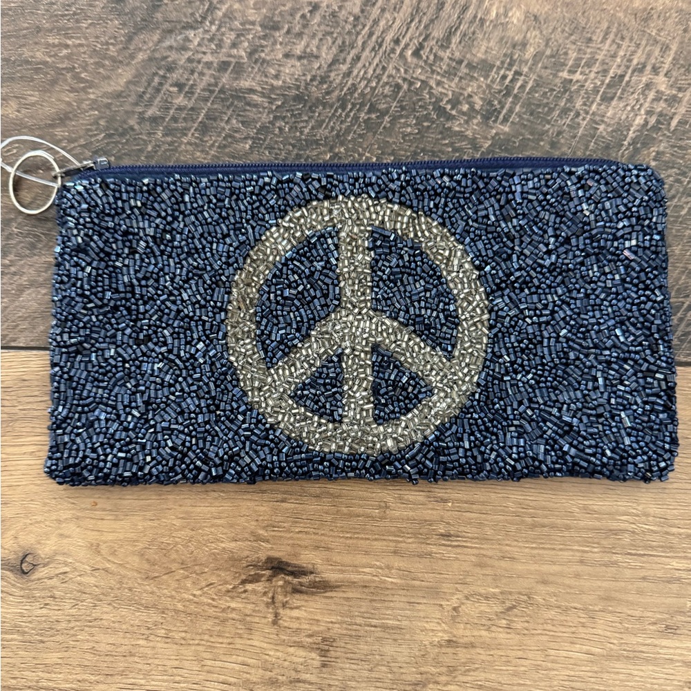Moyna Blue and Silver Beaded Clutch